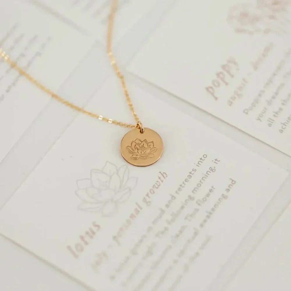 July Lotus Birth Flower Bohemian Charm Necklace - Picture 3 of 8